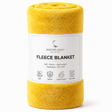 (OCHRE YELLOW, SINGLE) Moonlight Fleece Blanket Luxury Faux Fur Fleece Throw Blanket | Soft Plush for Bed & Sofa