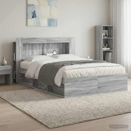 VidaXL vidaXL Headboard Cabinet with Storage Grey Sonoma Engineered Wood 1