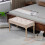 Vintage Bench with Button Tufting, Turned Legs, Cream 3