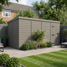 16x9 Pent Composite Shed Tanalised (Single Door, No Windows)