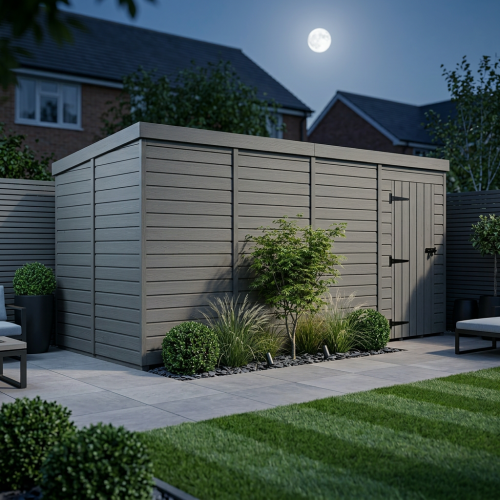16x9 Pent Composite Shed Tanalised (Single Door, No Windows) 2