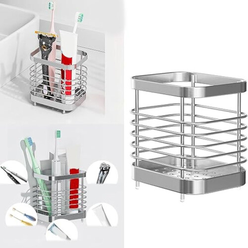 Rustproof Toothbrush Holder Adhesive Bathroom Organizer Rack 1