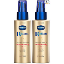 Vaseline Radiant X Replenishing and Hydrating Body Oil with 1% Lipids,Jojoba Oil,Coconut-Oil,& Vitamin E 3.7 oz,(Pack of 2)