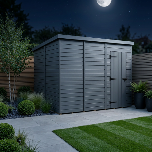 14x10 Pent Composite Shed Tanalised (Single Door, No Windows) 2