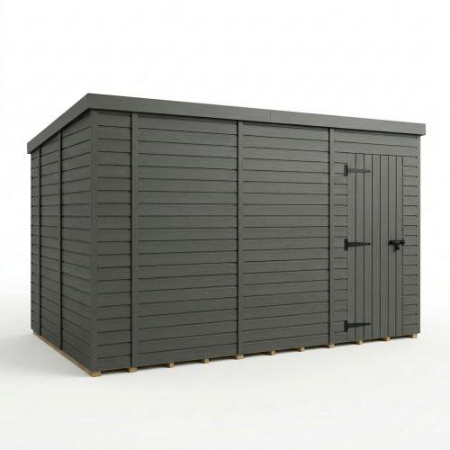 14x10 Pent Composite Shed Tanalised (Single Door, No Windows) 1