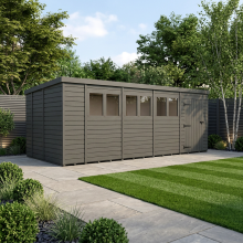 18x9 Pent Composite Shed Tanalised (Single Door, With Windows)