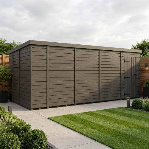19x9 Pent Composite Shed Tanalised (Single Door, No Windows)