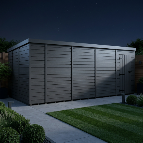 19x9 Pent Composite Shed Tanalised (Single Door, No Windows) 2
