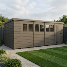 19x9 Pent Composite Shed Tanalised (Single Door, With Windows)