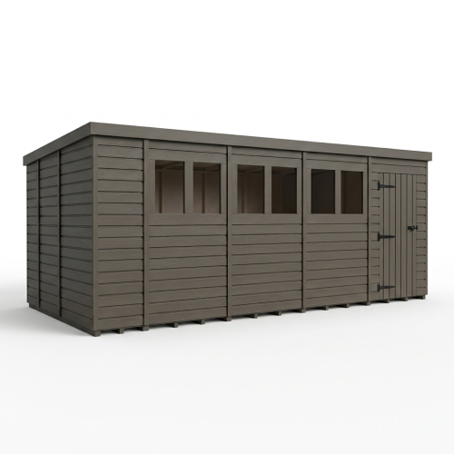 19x9 Pent Composite Shed Tanalised (Single Door, With Windows) 1