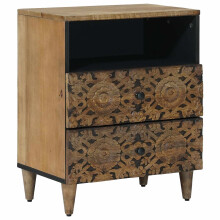 vidaXL Bed cabinet with Drawer Brown 50 x 33 x 60 cm Solid Mango Wood