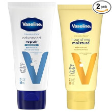 Vaseline Intensive Care Lotion Bundle - Advanced Repair Unscented Formula and Nourishing Moisture Hand and Body, 2 OZ Ea (2 Piece Set)
