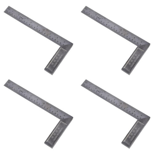 4X Regla de Angulo Recto 90 Grados 25cm Longitud Acero Inoxidable