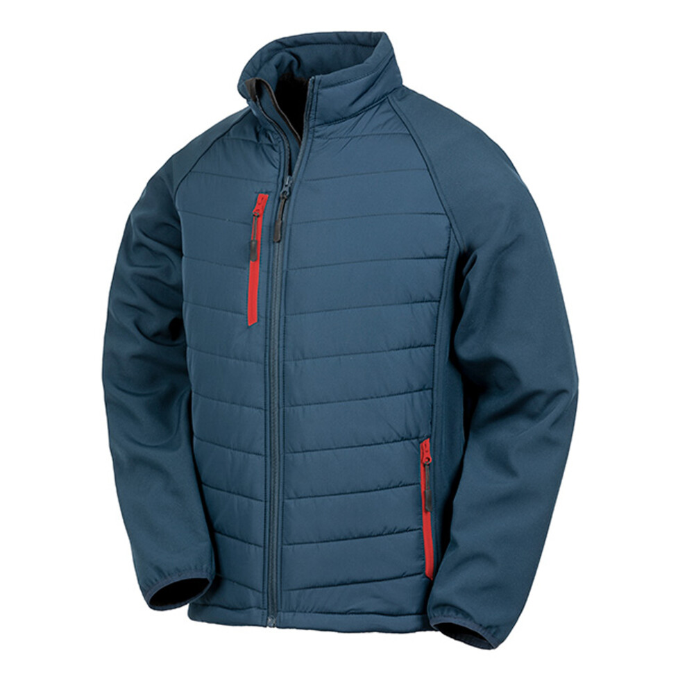 Result (S, Navy/Red) Mens Black Compass Padded Soft Shell Jacket