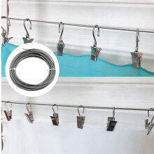 3X 10M RVS Staalkabel Gecoat 2 mm Staalkabel Verstelbaar Gordijntouw Ophangtouw met Bevestigingsklemmen