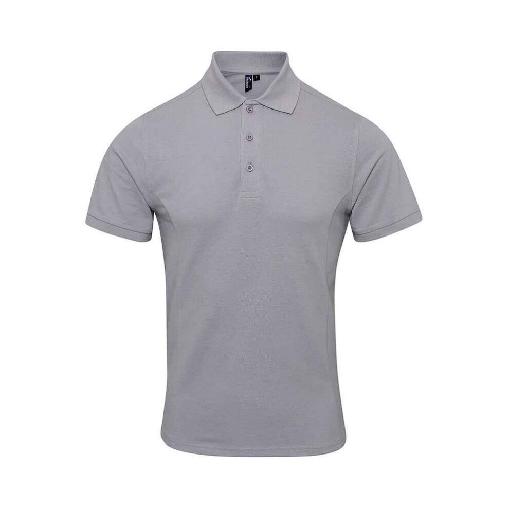 Premier (M, Silver) Mens Coolchecker Plus Piqu Polo Shirt