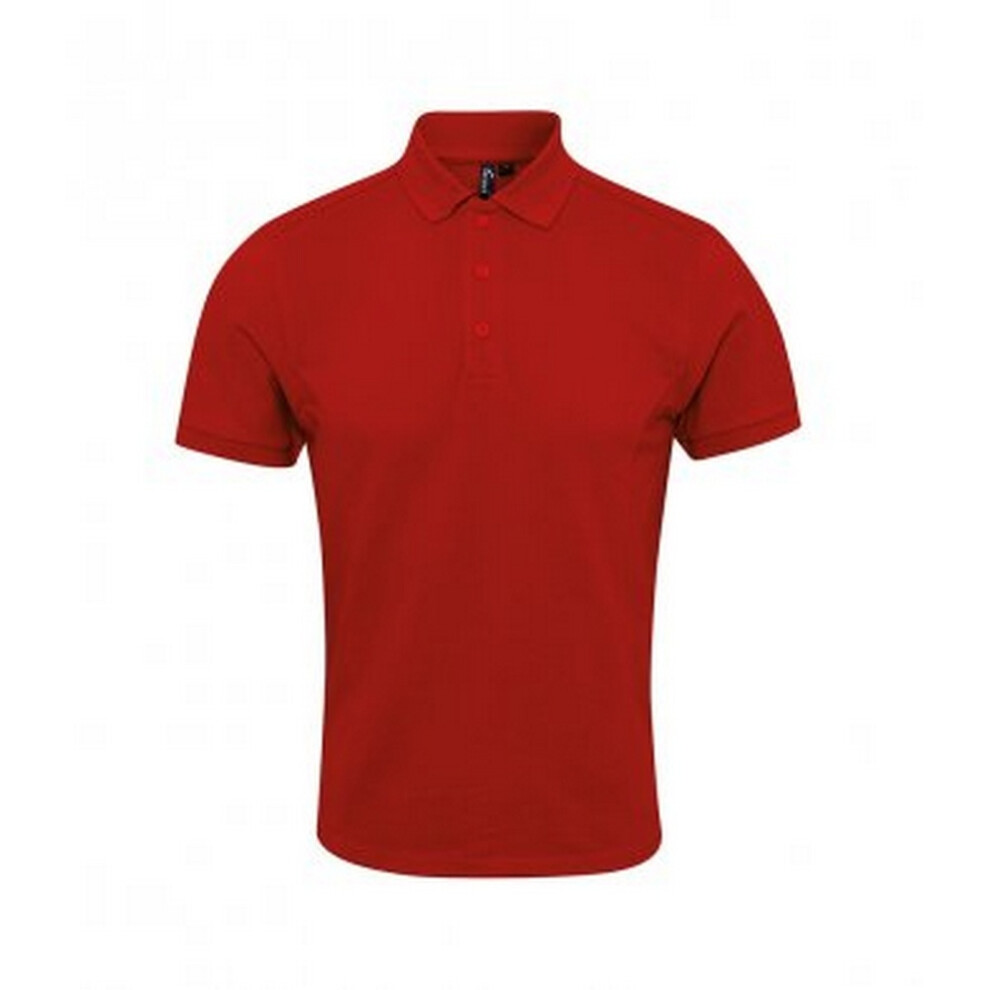 Premier (S, Red) Mens Coolchecker Plus Piqu Polo Shirt