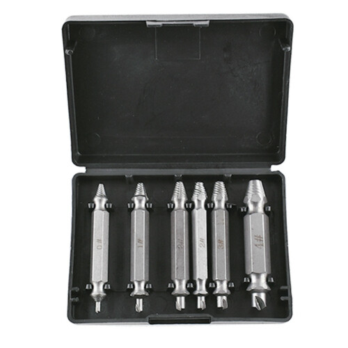 6pcs Double Head Screw Extractor Set - Silver Carbon Steel Screw Remover Kit