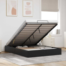 vidaXL Ottoman Bed Frame Black Queen Size Faux Leather