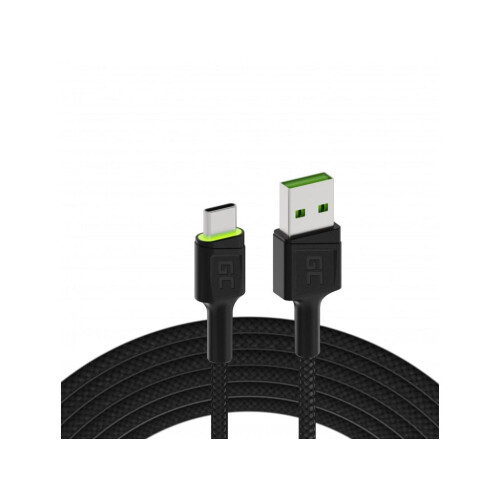 Green Cell USB-kabel, USB-A - USB-C, 1,2m, LED, QC 3.0