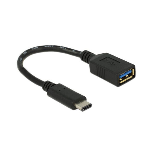 Delock USB-C han til USB-A hun adapter, 15 cm - Sort