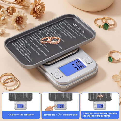 Mini Lighter Style Electronic Jewelry Scale, 100g/0.01g, Silver & Black 2
