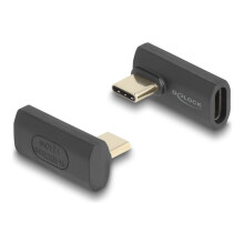 Delock Úhlový adaptér USB-C samec-samice, 40 Gbps, 240W PD, 8K @ 60Hz - šedý
