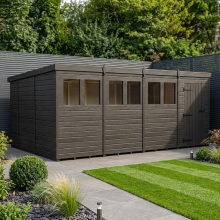 16x10 Pent Composite Shed Tanalised (Single Door, With Windows)