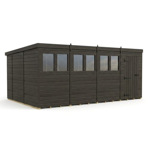 16x10 Pent Composite Shed Tanalised (Single Door, With Windows) 1