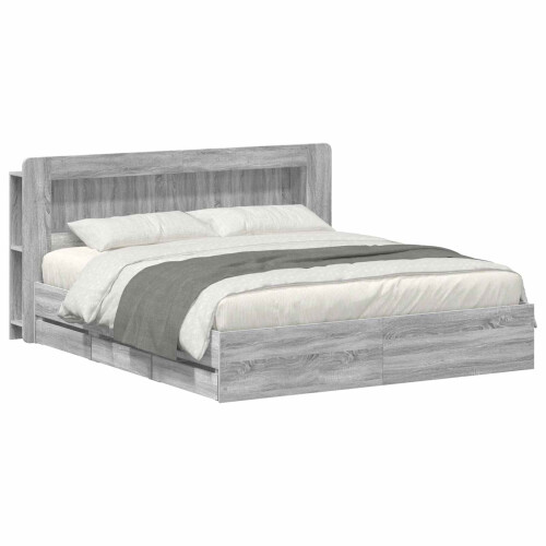 VidaXL vidaXL Bed Frame with Storage Grey Sonoma 200 x 200 cm Engineered Wood 2