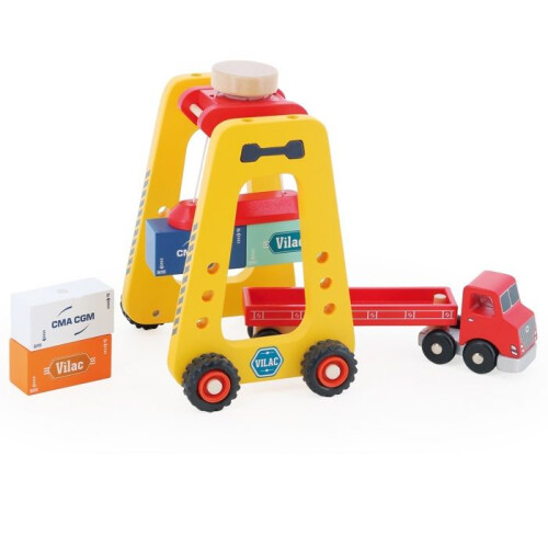 Voertuigen - VILAC - Docker en oplegger - Hout - Geel - 3-8 jaar 1