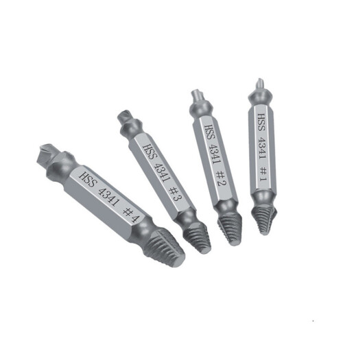 6pcs Double Head Screw Extractor Set - Silver Carbon Steel Screw Remover Kit 1