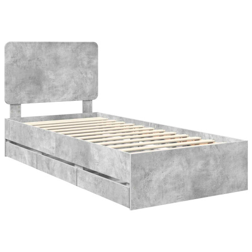 VidaXL vidaXL Bed Frame with Drawer Concrete Grey 75 x 190 cm Engineer Wood 2