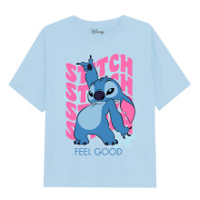 (7-8 Years, Light Blue) Lilo & Stitch Girls Wavy T-Shirt