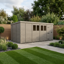 17x10 Pent Composite Shed Tanalised (Single Door, With Windows)