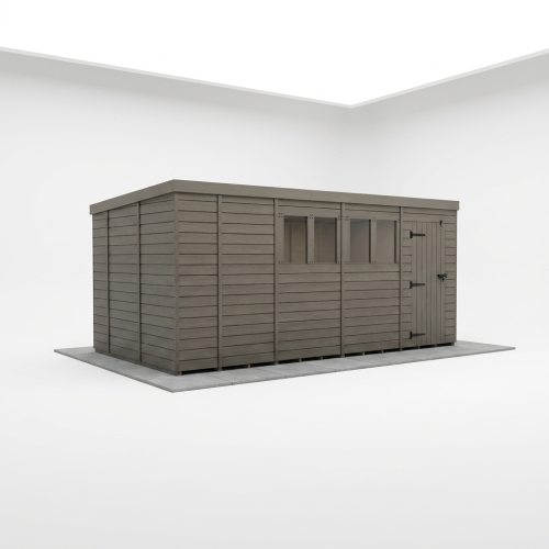 17x10 Pent Composite Shed Tanalised (Single Door, With Windows) 1