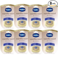 Vaseline Lip Therapy Mini, Vanilla Swirl 8-Pack - Warm & Cozy Scented Lip Care for Healing Dry, Chapped Lips, 0.25 Oz Ea