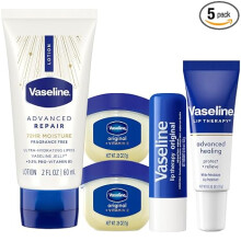Vaseline Travel Essentials, Fragrance-Free Skin & Lip Care - Advanced Repair Unscented Lotion + Lip Therapy, Advanced Healing Tube
