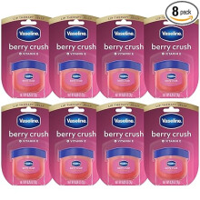 Vaseline Lip Therapy Mini, Berry Crush 8-Pack - Lightly Tinted Lip Balm for Healing Dry, Chapped Lips, 0.25 Oz Ea
