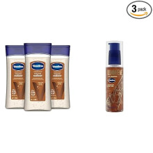 Vaseline Intensive Care Cocoa Radiant For Glowing Skin 3 Count Body Gel Oil Body Oil & Illuminate Me Shimmering Body Oil Created for Melanin Rich Skin