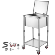 Glacière à Roulettes 54,6 L en Acier Inoxydable-Duoku-Idéale pour Terrasse, Restaurant ou Fête-avec Kit de Vidange Inclus