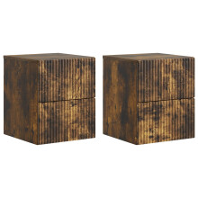 vidaXL Wall-Mounted Bedside Cabinet 2 pcs Smoked Oak 33 x 34.5 x 40 cm