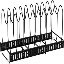 Adjustable Dish Rack Retractable Pot Lid Organizer 10 Slots Black