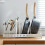 Adjustable Dish Rack Retractable Pot Lid Organizer 10 Slots Black 3