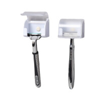 2 Pack Razor Holder Wall Mount Adhesive Shaver Hook Cover White