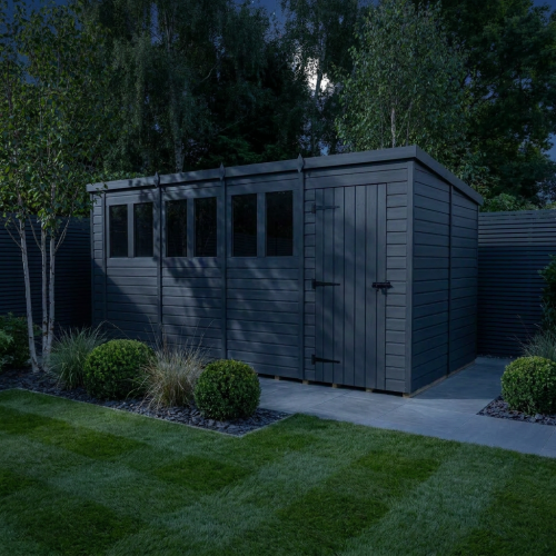 18x10 Pent Composite Shed Tanalised (Single Door, With Windows) 2