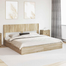 vidaXL Bed Frame with Storage and Headboard Sonoma Oak 180 x 200 cm
