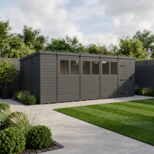 19x10 Pent Composite Shed Tanalised (Single Door, With Windows)