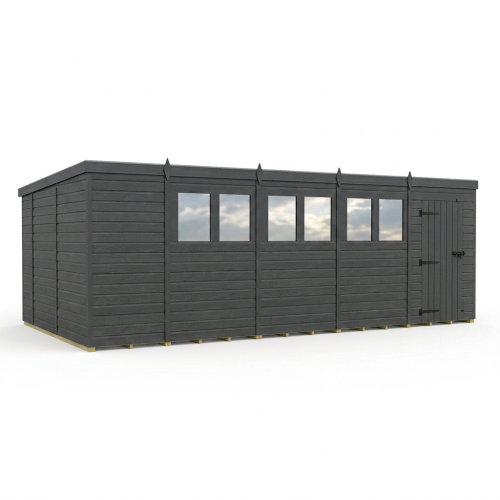 19x10 Pent Composite Shed Tanalised (Single Door, With Windows) 1