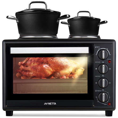 NETTA NETTA 35L Mini Oven with Double Hotplate - Black